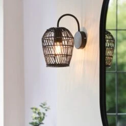 Dunelm Kirra Bathroom Faux Rattan Wall Light