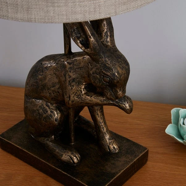 Dunelm Hare Licking Paw Table Lamp Ant Brs 5 Dunelm Hare Licking Paw Table Lamp Ant Brs - Image 3