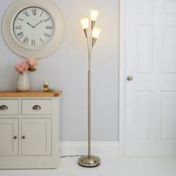 Dunelm Marble Glass Satin Nickel Floor Lamp