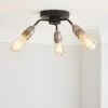 Dunelm Marsden 3 Light Semi Flush Ceiling Fitting, Black And Nickel -Lighting Heaven 30798587