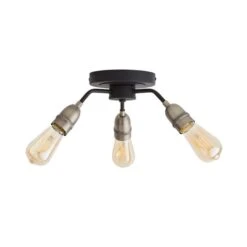 Dunelm Marsden 3 Light Semi Flush Ceiling Fitting, Black And Nickel -Lighting Heaven 30798587 alt04