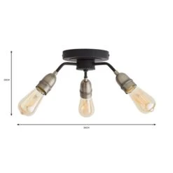 Dunelm Marsden 3 Light Semi Flush Ceiling Fitting, Black And Nickel -Lighting Heaven 30798587 alt06
