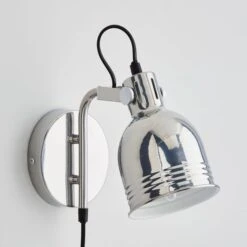 Dunelm Issac Chrome Effect Plug In Wall Light -Lighting Heaven 30798622 alt01