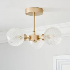 Dunelm Elodie 3 Light Semi Flush Ceiling Fitting -Lighting Heaven 30798647 alt01