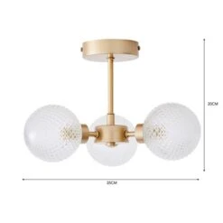 Dunelm Elodie 3 Light Semi Flush Ceiling Fitting -Lighting Heaven 30798647 alt05