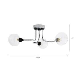 Dunelm Tanner 3 Light Semi Flush Ceiling Fitting -Lighting Heaven 30798650 alt05