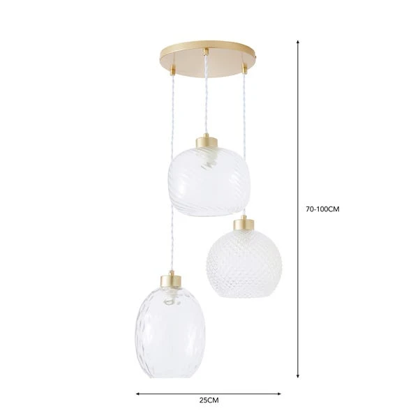 Dunelm Elodie Clear 3 Light Cluster Ceiling Fitting 7 Dunelm Elodie Clear 3 Light Cluster Ceiling Fitting - Image 5