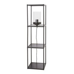 Dunelm Cole Midi Shelved Floor Lamp Black -Lighting Heaven 30802423 alt04