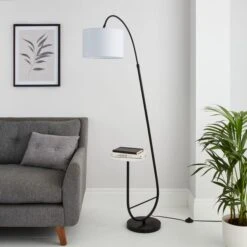 Dunelm Huxley Extendable Arc Floor Lamp With Table -Lighting Heaven 30802431 alt01