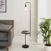 Dunelm Aubrey Exposed Bulb Floor Lamp With Table Black 1 Dunelm Aubrey Exposed Bulb Floor Lamp With Table Black -Lighting Heaven 30802433