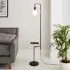 Dunelm Aubrey Exposed Bulb Floor Lamp With Table Black And Faux Marble -Lighting Heaven 30802434