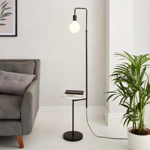 Dunelm Aubrey Exposed Bulb Floor Lamp With Table Black And Faux Marble 3 Dunelm Aubrey Exposed Bulb Floor Lamp With Table Black And Faux Marble