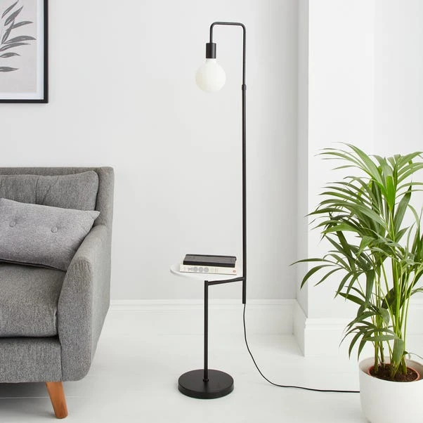 Dunelm Aubrey Exposed Bulb Floor Lamp With Table Black And Faux Marble 4 Dunelm Aubrey Exposed Bulb Floor Lamp With Table Black And Faux Marble - Image 2