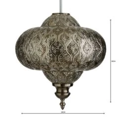 Dunelm Lucena Fretwork Silver Easy Fit Pendant 9 Dunelm Lucena Fretwork Silver Easy Fit Pendant -Lighting Heaven 30808816 alt04