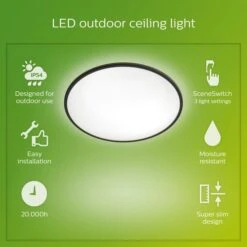 Philips Superslim Integrated LED Outdoor Ceiling Light, Warm White -Lighting Heaven 30838295 alt03