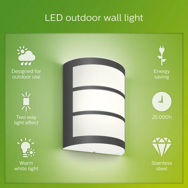 Philips Python Integrated LED Outdoor Wall Light, Warm White 6 Philips Python Integrated LED Outdoor Wall Light, Warm White - Image 4